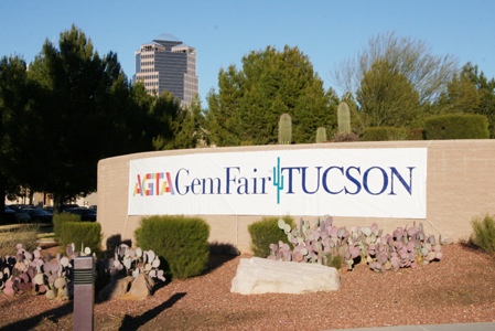 Gem Fair welcoming sign at the Tucson Convention Center